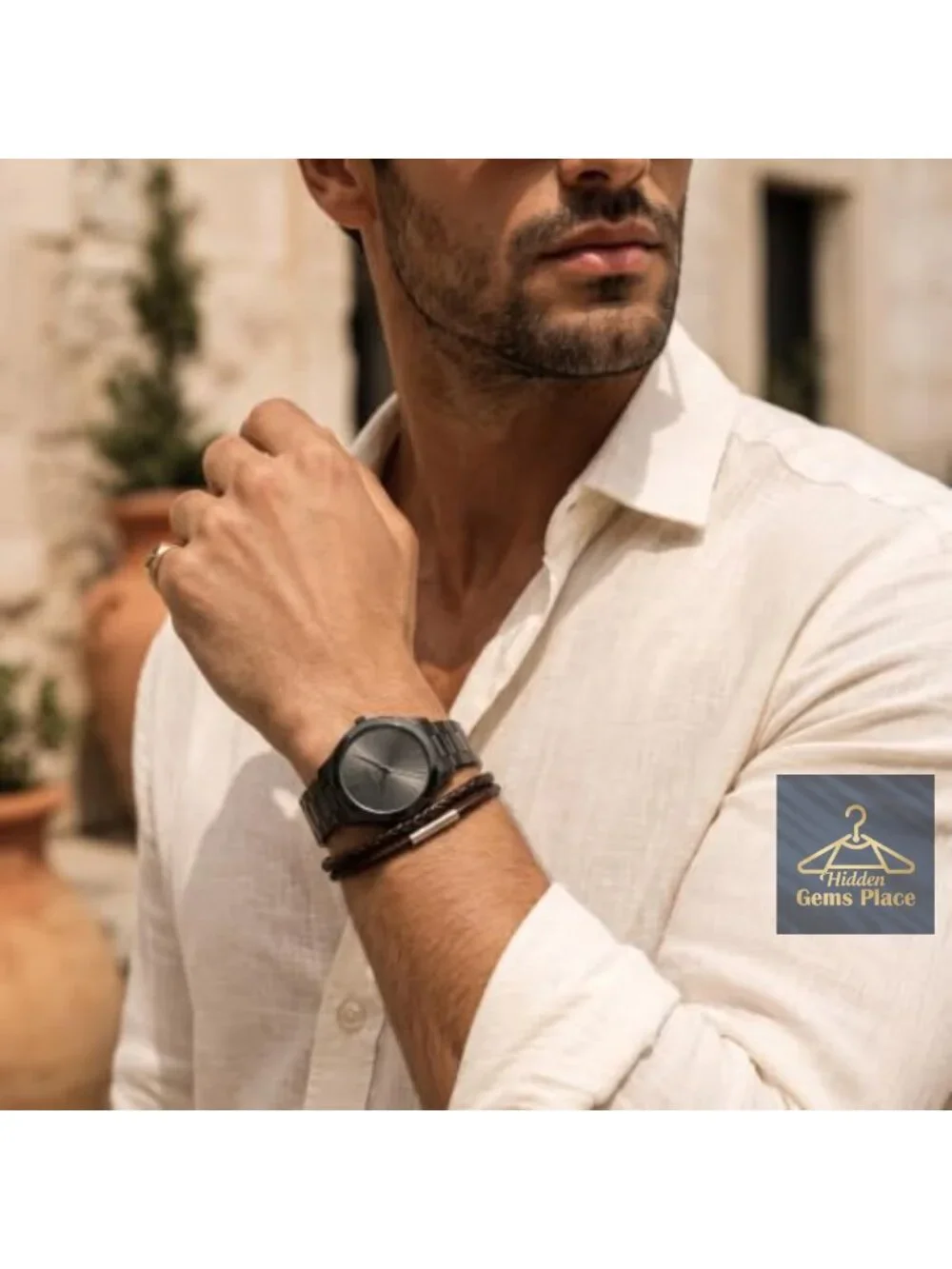 Men's 44mm Large Face Quartz Watch, Business Casual Analog Wrist Watch,